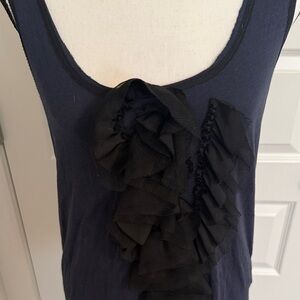 Simply Vera Elegant Navy and Black Ruffle Tank Top